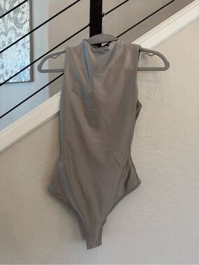 SKIMS Grey Sleeveless High-Neck Bodysuit